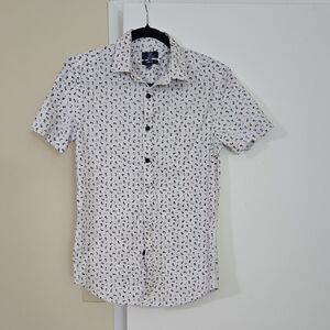 Slim Fit Casual Shirt with Navy and Red Floral Print